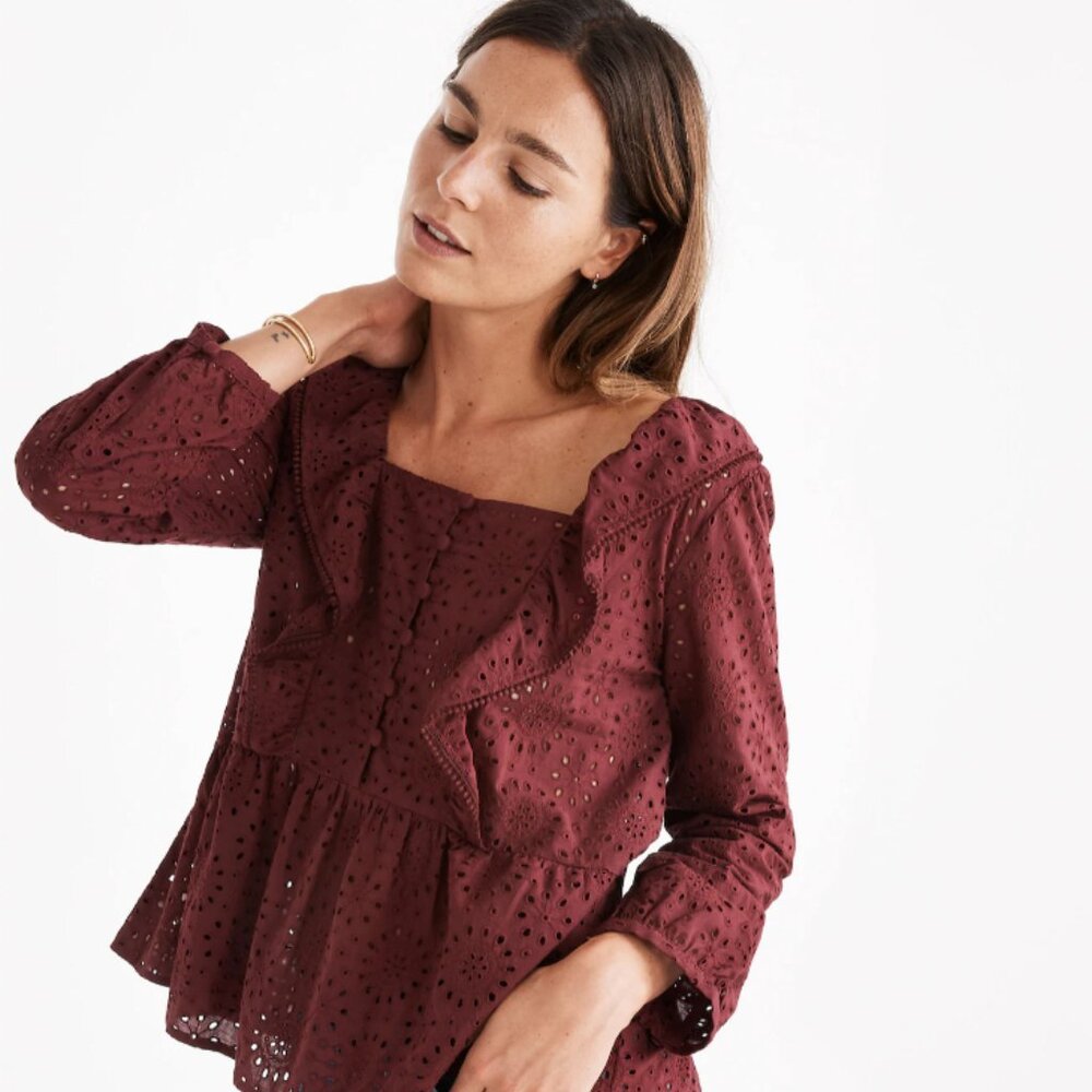 Madewell Eyelet Pom-Pom Top